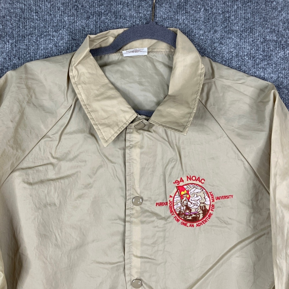 Auburn‎ NOAC Jacket Mens Size L Khaki Snap Front Windbreaker Vintage USA
